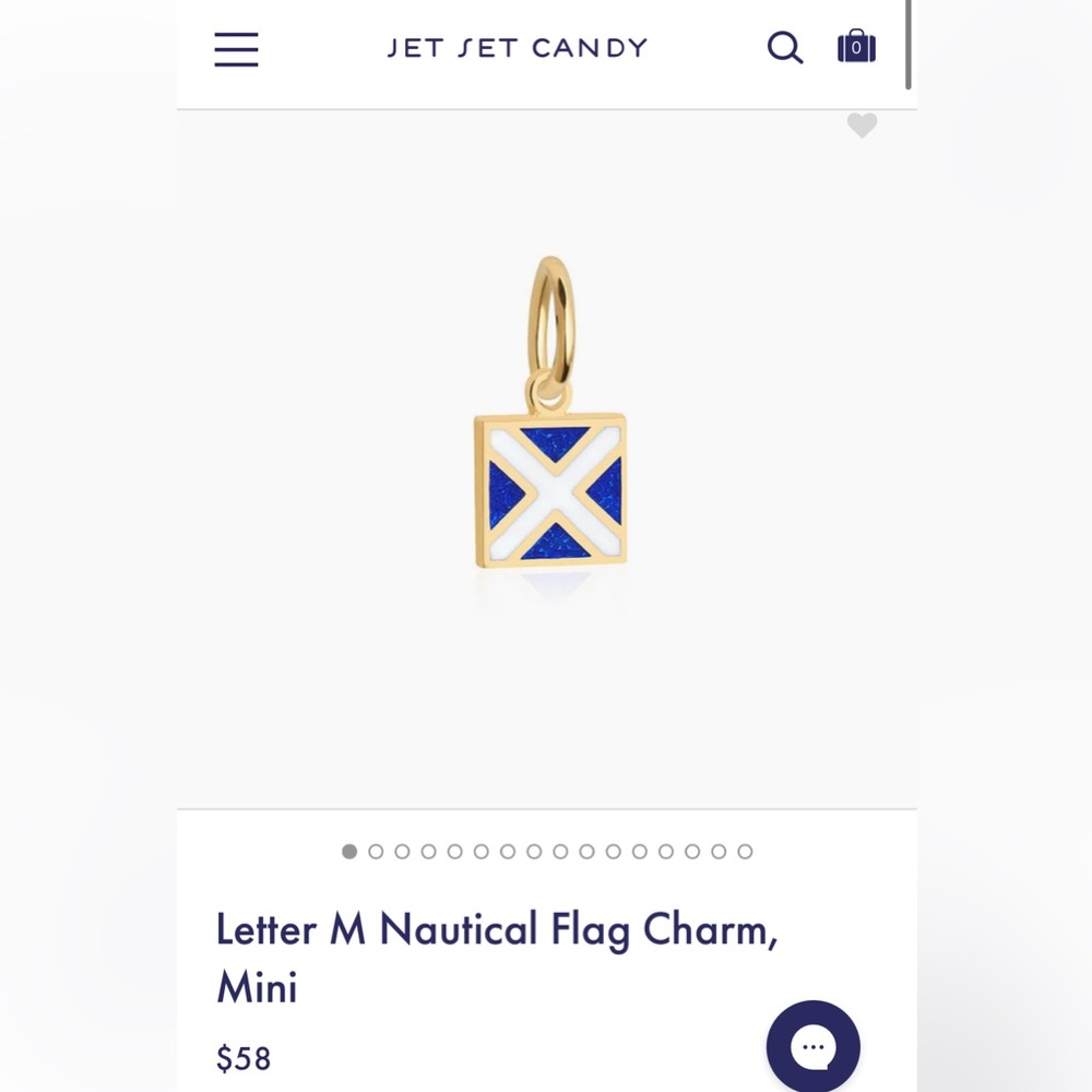 Jet Set Candy| Letter M Nautical Flag Charm, Mini Charm| Gold Vermeil - Picture 5 of 5
